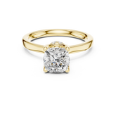 Cushion Solitaire Diamond With Wrap Hidden Halo Ring
