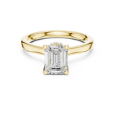 Emerald Solitaire Diamond With Wrap Hidden Halo Ring