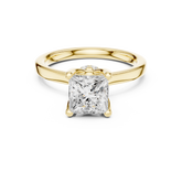 Princess Solitaire Diamond With Wrap Hidden Halo Ring