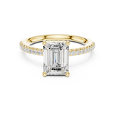 Emerald Diamond Hidden Halo Engagement Ring