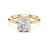 Cushion Cut Hidden Halo Solitaire Wedding Ring