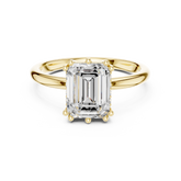 Emerald Cut Hidden Halo Solitaire Wedding Ring
