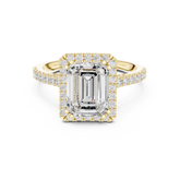 Vintage Inspired Emerald Cut Halo Wedding Ring