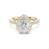 Vintage Inspired Pear Cut Halo Wedding Ring