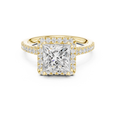 Vintage Inspired Princess Cut Halo Wedding Ring