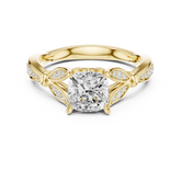 Vintage Inspired Cushion Cut Lab Diamond Engagement Ring