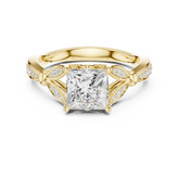 Vintage Inspired Princess Cut Lab Diamond Engagement Ring