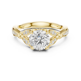 Vintage Inspired Round Cut Lab Diamond Engagement Ring