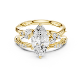 Marquise Cut Milgrain Wedding Ring Set