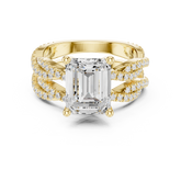 Emerald Diamond Twisted Pave Bridal Ring Set