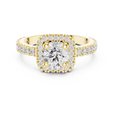 Round Diamond Pave Halo Engagement Ring