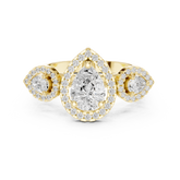 Pear Diamond Triple Halo Engagement Ring