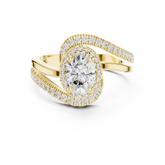 Oval Diamond Bypass Halo Ring