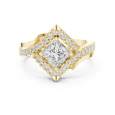Princess Diamond Halo With Bypass Shank Ring