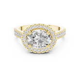 East-West Oval Diamond Halo Ring