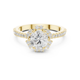 Round Diamond Sunburst Halo Pave Ring