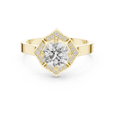 Round Diamond Ring With Kite-Shaped Halo