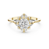 Round Diamond With Marquise Floral Halo Ring