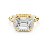 Emerald Diamond East-West Halo Pave Set Ring