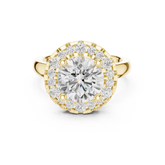 Round Diamond Scalloped Halo Engagement Ring