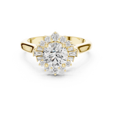 Round Diamond Floral Halo Engagement Ring