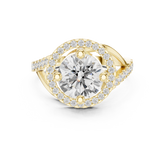 Round Diamond Floating Halo With Bypass Pave Shank Ring