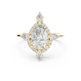Pear Shaped Diamond Starburst Halo Ring