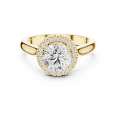 Round Diamond Halo Pave Bridge Ring