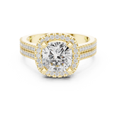 Cushion Cut Halo with Double Pave Diamond Ring