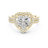 Heart Cut Halo with Double Pave Diamond Ring