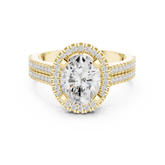 Oval Cut Halo with Double Pave Diamond Ring