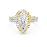 Pear Cut Halo with Double Pave Diamond Ring