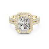 Radiant Cut Halo with Double Pave Diamond Ring
