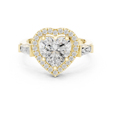 Heart Cut Diamond Halo Ring With Tapper Baguette