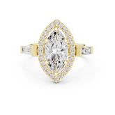 Marquise Cut Diamond Halo Ring With Tapper Baguette