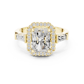 Radiant Cut Diamond Halo Ring With Tapper Baguette