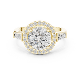 Three-Stone Style Round Diamond Halo Ring
