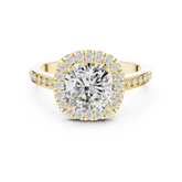 Classic Cushion Diamond Halo Ring With Pavé Band