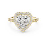 Classic Heart Diamond Halo Ring With Pavé Band