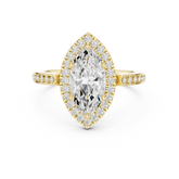 Classic Marquise Diamond Halo Ring With Pavé Band