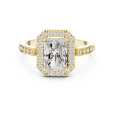 Classic Radiant Diamond Halo Ring With Pavé Band