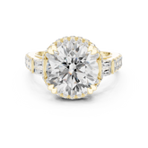 Round Hidden Halo Ring with Side Baguette & Asscher Accents