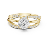 Round Cut Diamond Triple Band Crossover Ring