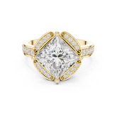 Princess Cut Halo Diamond Channel Set Engagement Ring