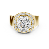 Cushion Cut Halo Wide Band Statement Ring