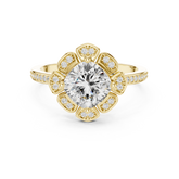 Cushion Lab Diamond Flower Shaped Halo Diamond Wedding Ring