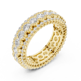 3 Row Round Cut Diamond Eternity Milgrain Promise Band
