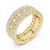 Round and Baguette Diamond Triple Row Engagement Band
