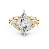 Classic Marquise Bridal Ring Set With Curved Wedding Band