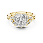 Classic Princess Bridal Ring Set With Curved Wedding Band